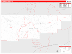 Rio Blanco County, CO Digital Map Red Line Style